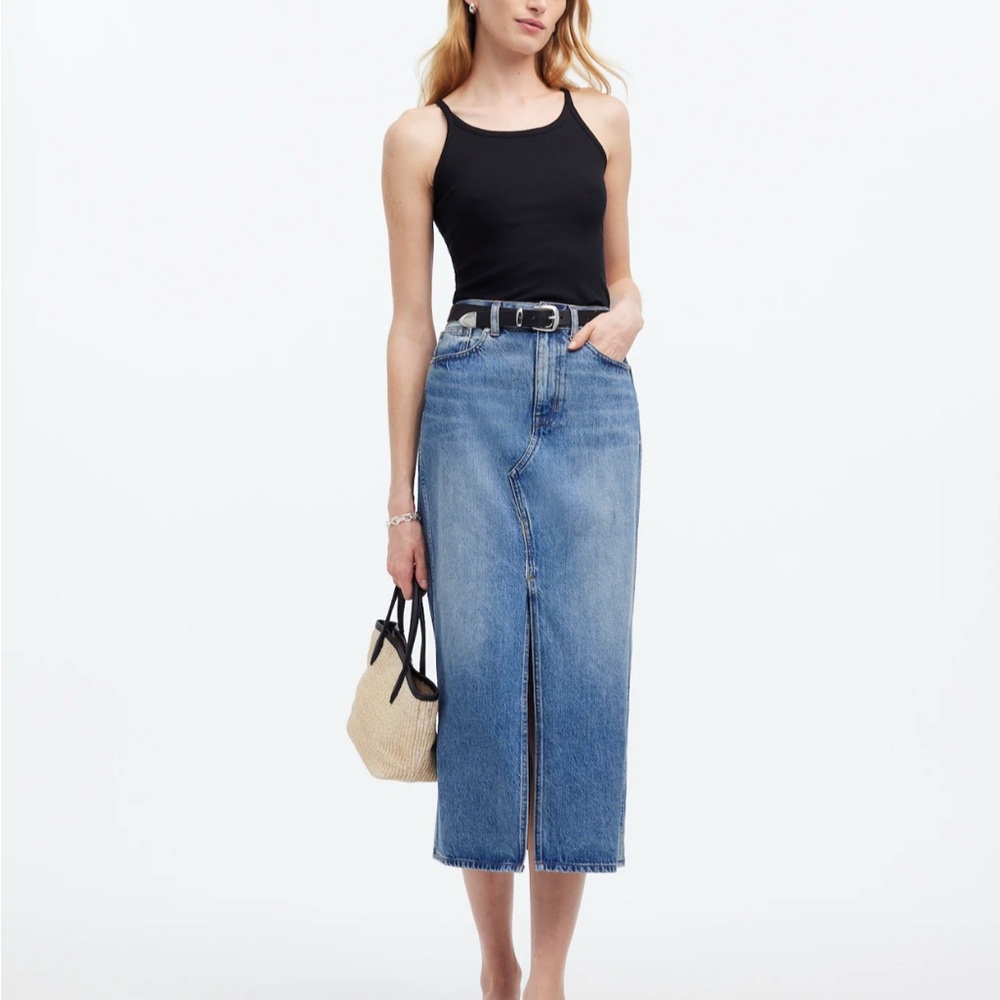 Madewell Blue Denim Midi Skirt